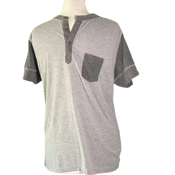 Jared Lang Two-Tone Gray Henley Shirt - Picture 1 of 3